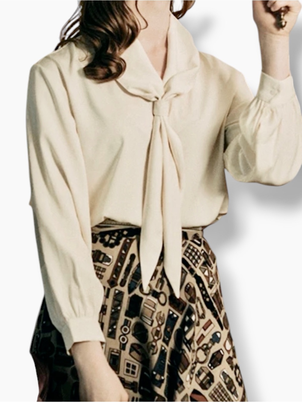Miss Patina Gatsby Detachable Neck Tie Top Blouse Size UK 12 US Large